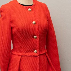 St. John Couture Size 0 Orange Red blazer with Gold Button Details